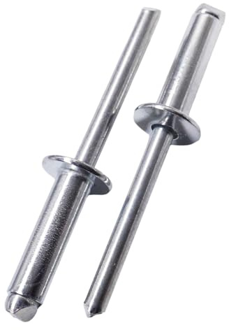 SKIR'CO (100 Stück) Verzinkte Stahl-Blindnieten 6,0 x 20 mm, Stahldorn, Popnieten, Kuppelkopf, DIN 7337-Nieten