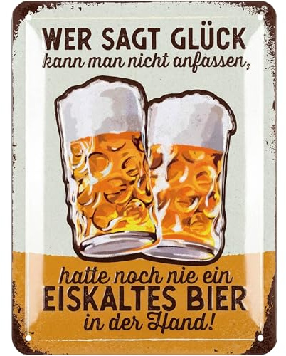 LANOLU Retro Blechschild Bier - lustige Schilder mit Sprüchen Bar Dekoration für Partykeller, Kneipen Bardeko für Stammtisch, Geschenkidee für Papa zum Vatertag, vintage Metallschild 15x20cm