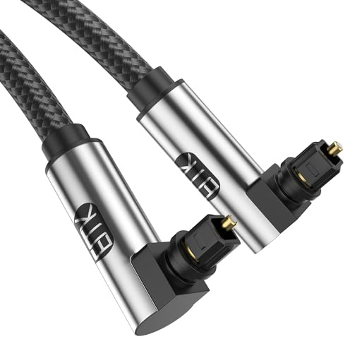 EMK 90 Grad Optisches Kabel,Optisches Audiokabel,Toslink Kabel,Lichtwellenleiterkabel für Heimkino,Fernseher,Soundbar,Spielkonsole,Blu-ray-Player,Lautsprecher,Projektor,Verstärker(26FT/8Meter)