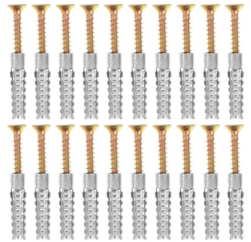 Artibetter Drywall Anchors and Screws Kit 20 Pieces Heavy Duty Wall Fixings with 1.57 Inch Expansion Tubes for Drywall and Brick Shelf Anchors High Load Stability