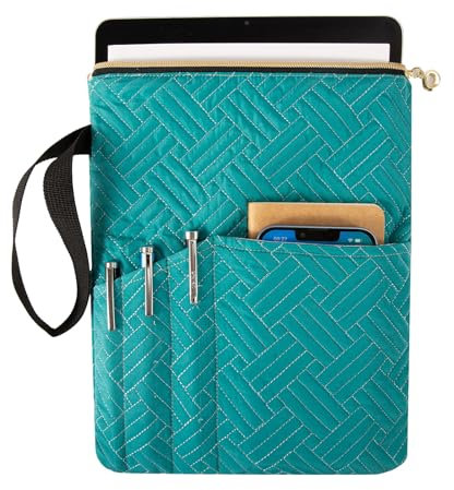 Buchhülle mit Reißverschluss, waschbare gesteppte Buchhüllen für Paperbacks,27.94 * 22.86cm gepolsterter Buchschutz, Buchtasche mit Taschen für Buchliebhaber Geschenke