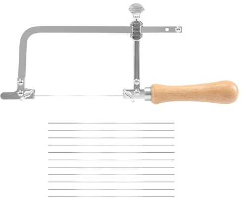 Sirxlevcy Coping Saw Steel Frame and 12 Pcs Diameter 1Mm Wire Saw, Accurate Cutting for Wood, Metal, Plastic, Etc.