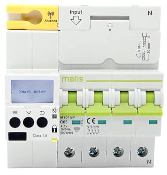 KAYPBWQMG Matis Compteur de Puissance triphasé 80A WiFi disjoncteur MT61WF AIOT avec MCB