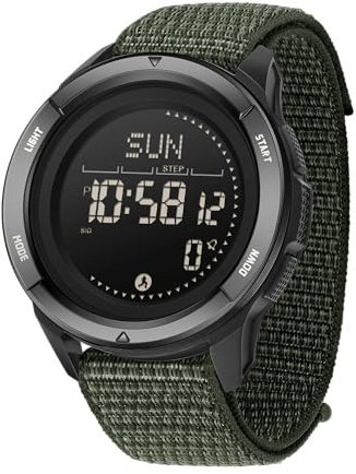 Forrader Digitale Herren-Armbanduhr, Militäruhr für Herren, mit Nylon/Silikonband, wasserdicht, Schrittzähler, modisch, taktische Sportuhr