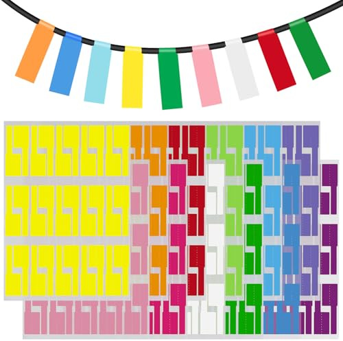 720 pezzi Etichette colorate, Etichette cavi, A4 Segnacavi Elettrici Autoadesivi, Etichette colorate impermeabili e antistrappo, 12 colori 24 fogli per marcatura e organizzazione