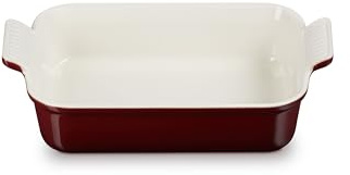 Le Creuset Rechteckige Auflaufform Tradition aus Steinzeug, 26 cm, 2.4 Liter, Garnet, 71102269490001