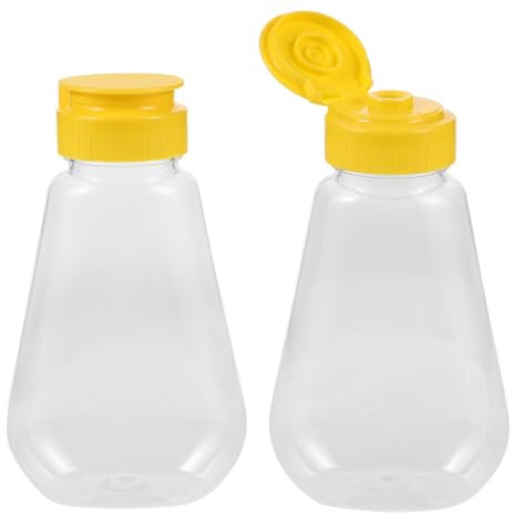 Happyyami 2piezas Botellas Exprimibles De Miel Vacías Dispensadores De Plástico Tapa Abatible Para Condimentos y Aderezos Para Viajes y Cocina