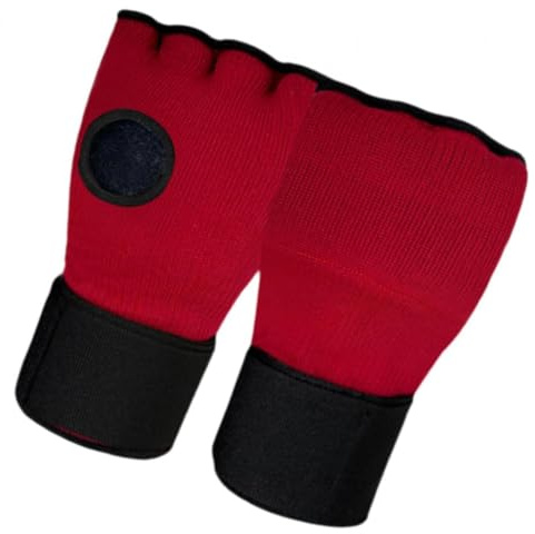 Folpus Guantes Interiores de Boxeo para niños, envolturas de Mano de Gel para Boxeo, Correas para la muñeca, Entrenamiento de perforación, Guantes de Medio, Rojo