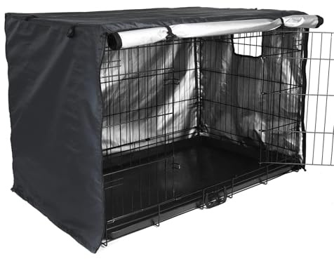 lisutupode Housse de cage pour chien en fil de fer | Couverture d'intimité pour niche à double porte | 106,7 cm en tissu Oxford robuste pour cage métallique