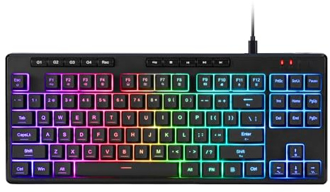 Redragon K516 Shiva TKL Wired RGB Membrane Gaming Keyboard, 87 Keys Mechanical-Feel Keyboard w/Smooth Linear Switch, On-Board Macro & Dedicated Multimedia Keys, 16.8M RGB Backlit, Software Supported