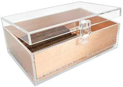 PP-Vic Cedar Transparent Cigar Airtight Display Container, bärbar cigarrhumidor, skrivbordets lilla cigarrbox, cigarrförvaringslåda för cigarrförvaring och åldrande