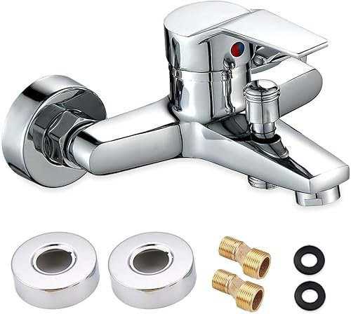 Rubinetto Vasca da Bagno, HOVCEH Argento Miscelatore Vasca da Bagno, Rubinetto Doccia da Muro, Cromo