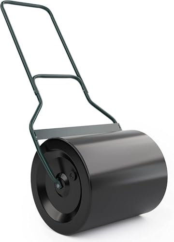 BCSRVCE Rasenwalze, Hochleistungs-Schiebe-/Schleppwalze mit Wasser-/Sandfüllung für Park, Hof, Ballspielplatz, 16 x 20 Zoll, 60 l/16 Gallonen, Schwarz
