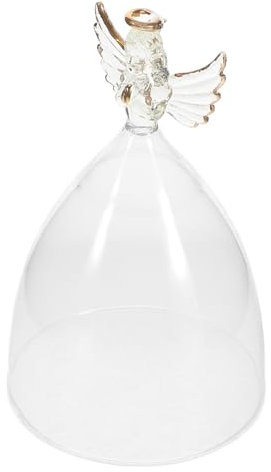 MINAOLULUS Glass Angel Dome Cloche Clear Angel Figurine Decorative Cover Unique Design for Miniature Garden Display for Home Decor Valentine Day