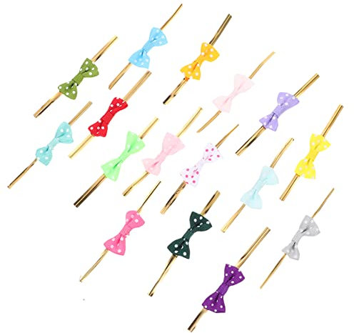 SAFIGLE 100 Stück Lebensmittelverschließbänder Aus Polyester Farbige Lollipop Schleifen Mit Schleifenverschluss Flexibel Und Robust Vielseitig Für Cellophantüten Cake Pops Geschenkverpackungen