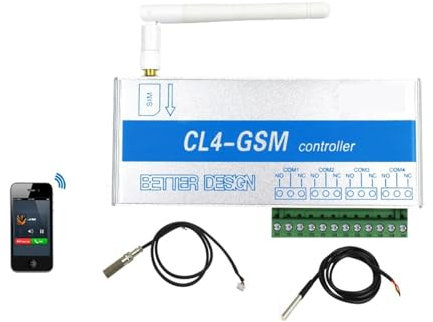 Kit Automazione Cancello Scorrevole Interruttore GSM Controller SMS 4 relè Porta da garage CL4-GSM con sensore di temperatura Avviso di interruzione di corrente for dispositivi elettrici domestici(Kit