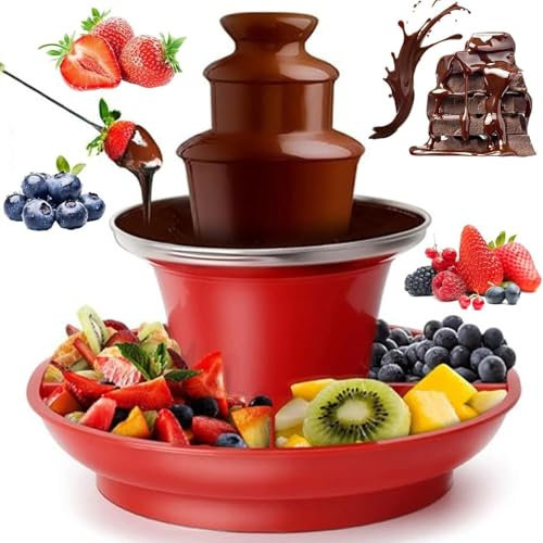 OZPPM 3-Tier Chocolate Fountain,Electric Chocolate Fondue Set,Chocolate Fountain Machine with Detachable Tray,Can Hold 200g Chocolate Sauce,for Party, Gathering, Wedding