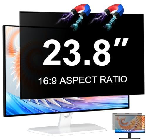 LUSA DESIGN 23,8 Zoll Monitor Magnetischer Blickschutzfilter für Bildschirm 16:9 Seitenverhältnis, Blendfrei Anti-Blaulicht 23,8 Sichtschutzfolie, Abnehmbarer Computer Monitor Sichtschutzfilter