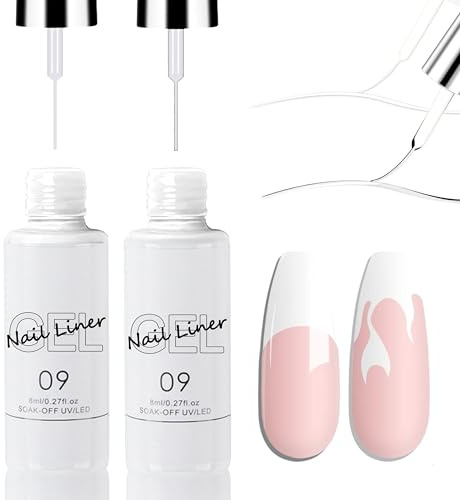 Gelnagellack, 2 Farben, Weiß, für Nageldekoration, UV-Nagellack, Soak-Off, für Frauen, Zuhause, Maniküre, Nagelstudio, French-Maniküre, UV-Zeichnungslinien, 8 ml