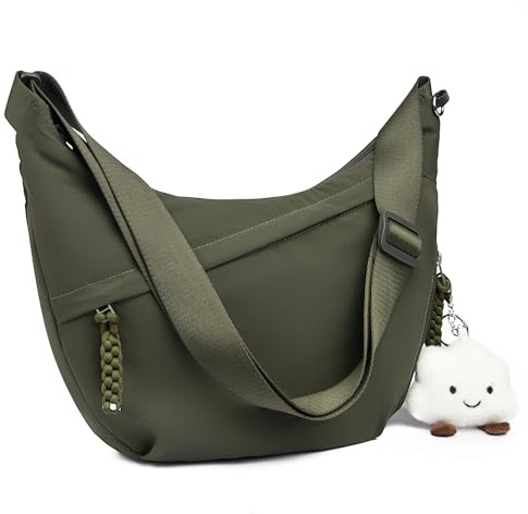 Micmores Borsa a Tracolla Donna in Nylon, Marsupio Elegante con Cinturino Regolabile, Moon Bag Mezzaluna per Lavoro e Viaggi (Verde-Nylon)