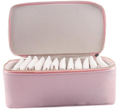 Wedhapy Joyero de Viaje con bolsitas pequeñas Estuche portátil de Piel sintética de 21, 5 x 8, 6 x 11, 4 cm para Pendientes Collares Anillos y Pulseras con Capacidad para 12 bolsitas.