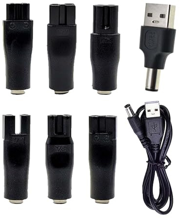 8-in-1 Universal Electric Shaver Charger Kit – USB Power Cord Replacement for Clippers, Trimmers, Grooming Tools – Compatible with DC 5V Devices, Ideal for Travel & Bathroom Use