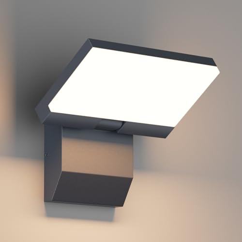 K-Bright 24W LED Applique, Lumière extérieure angle d'éclairage réglable, 3000K lumière chaude Applique, IP65 Applique Murale(Anthracite)