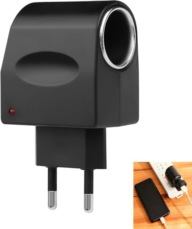Adaptador Enchufe Coche 220V a 12V 500mA, Convertidor de CA a CC Coche, Convertidor Encendedor Coches, Transformador de Voltaje Portátil para GPS, Cámaras de Salpicadero, MP3 y Accesorios Electrónicos