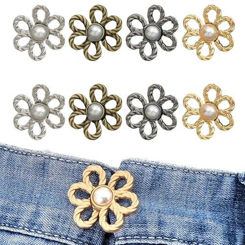 8 Stück Knöpfe Hosen Enger Machen,Hosenbund Enger Machen,Verstellbare Hose Taille Tightener,Waist Knots,Kein Nähen Hosen-Taillenstraffer,Hosen Verkleinern Clip,Hosenknöpfe Zum Stecken,Taille Dekorativ