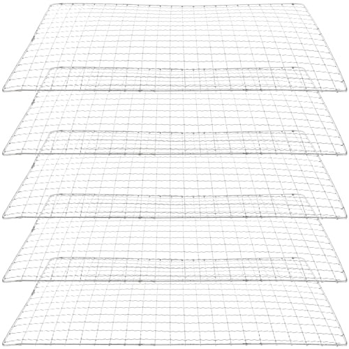 DOITOOL Lot de 5 Coussinets de Grille en Maille 20x30 Cm pour Barbecue Extérieur, Tapis de Cuisson Anti-adhérent Résistant la Chaleur, Compatible Grils Gaz, Charbon et Four,
