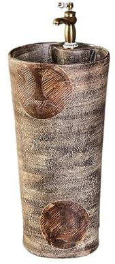 Freistehend Garten-Standwaschbecken mit Wasserhahn und Abfluss-Set, Keramik-Badezimmer-Waschtisch modern