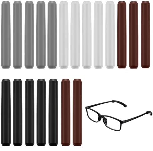 Guduling 20 Pcs Glasses Ear Cushions,Anti-Slip Elastic Temple Tips Sleeve Retainer,Soft Comfort Eyeglass Gripper Pads for Reading Glasses, Sunglasses & Sports, All-Day Comfort Grippers