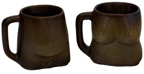 Boccale da birra Adam ed Eva in ceramica gres porcellanato, V = 2 x 0,5 litri, marrone fiammato