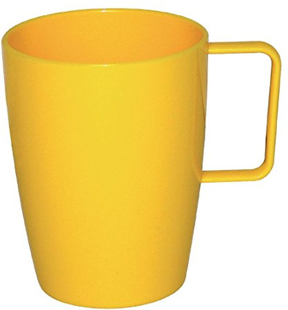 12X Kristallon Handled Beakers 284ml Yellow Mug Cup Dishwasher Safe