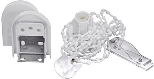 GARDINIA Seitenzug-Zubehör, Umbau-Set für Rollos mit Metallwelle Ø 25 mm bis 202 cm Breite, Ersatzteil zur Nischen-, Decken- und Wandmontage, Kunststoff/Metall, Weiß