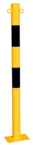 ROBUSTO Kettenpfosten, gelb/schwarz, aufdübeln, Stahl, Ø 6 cm, 100 cm, Art.-Nr. 38277 | Absperrpfosten | Absperrpoller | Stahlrohrpoller