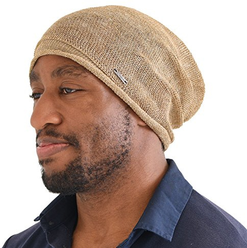 CHARM Gorros Verano de Lino para Hombre, Beanie Desgarbado Mujeres, Beige
