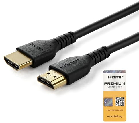 StarTech.com 3ft (1m) Slim HDMI 2.0 Cable, Flexible Premium HDMI Cord with Ethernet, UHD 4K 60Hz HDR10, Durable Aramid Fiber Design with TPE Jacket, White | UHD 4K 60Hz HDR10, Flexible Premium HDMI 2.0 Cord with Ethernet, Durable Aramid Fiber Design with TPE Jacket