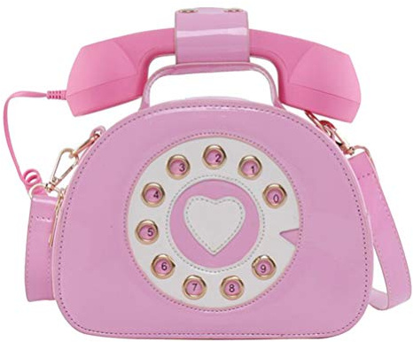VALICLUD Pu Handtasche Damen Umhängetasche in Telefonform Mit Abnehmbarem Riemen Retro Tasche Mit Telefonnummern-Design 8.27 X 6.30 X 3.54 Zoll Für Alltag Und Freizeit