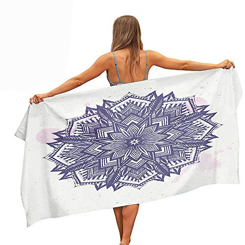 Highdi Mandala Strandtuch Groß Microfaser, Sommer Leicht Kompakt Schnelltrocknend Sandfrei Badetuch Sporthandtuch Strandlaken Reisehandtuch Picknickdecke für Erwachsene Kinder (Weiß,80x180cm)