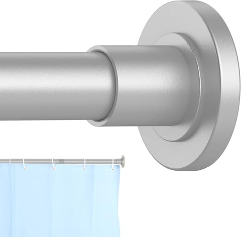 CorkLatta Asta per tenda da doccia argentata, diametro da 80 a 203 cm, con molla regolabile, in acciaio inox, facile da installare, non arrugginisce