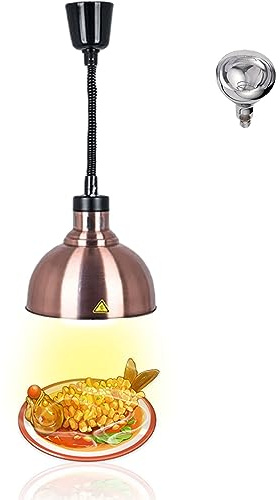 VFDZ Lámpara de Calor de Alimentos, Colgar Lámparas de Calentamiento de Alimentos de Altura Ajustable, 250W Lampara de Calor para Alimentos para Cocina y Comedor Buffet(Rojo Cobre, 1 Pieza)