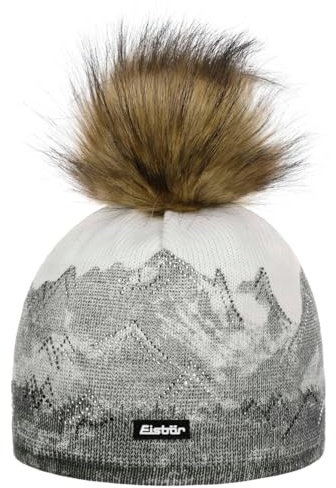 Eisbär Draw Lux Crystal Mountain Mütze Pudelmütze Wintermütze Beanie Damenmütze Strickmütze Damen - Made in Austria mit Futter, Futter Herbst-Winter Winter