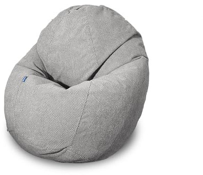 Bruni Classico V Indoor-Sitzsack in Hellgrau – großer, weicher XXL Sitzsack für drinnen aus Bienenwaben-Velours, mit Füllung, in Deutschland gefertigt