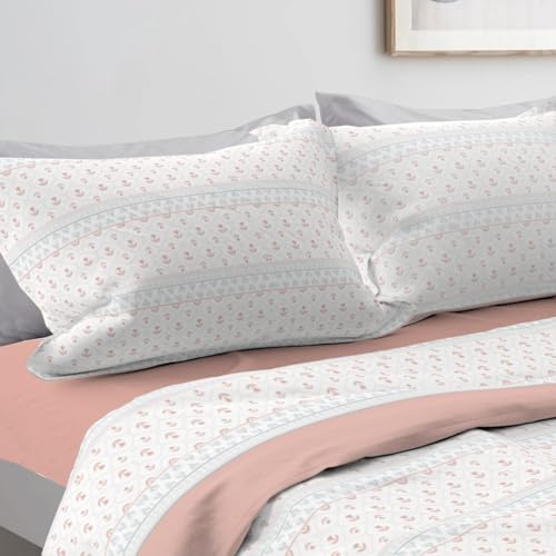 Juego de Cama cálido de Forro Polar, Color Blanco, Gris, Beige, escocés, Rojo, tartán de Matrimonio con sábana encimera, sábana Bajera con Esquinas y 2 Fundas de Almohada