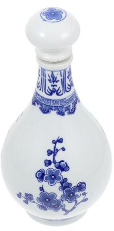OUNONA Blue and White Ceramic Bottle Wine Pot Sealed Storage Holder for Home Kitchen for Fermentation Pot and Drink Pitcher