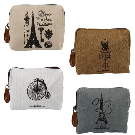 LERANXIN 4 Stück Mini Portemonnaie Damen – Münzbörsen für Damen mit Retro-Design, Kleine Geldbörse für Alltag & Reise