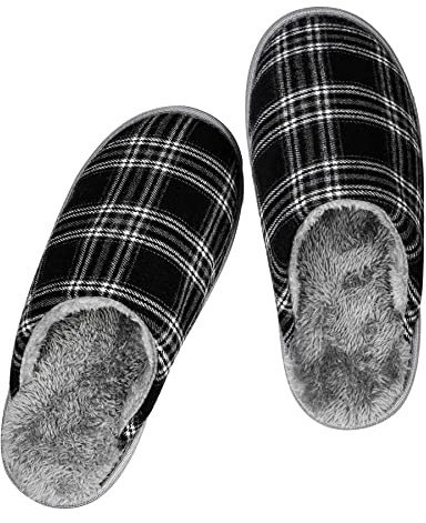 riemot Zapatillas de Estar por Casa de Hombre Verano Pantuflas de Hombre Ligero Antideslizantes Pantuflas Memory Foam Suave y Cómodo para Interior y Exterior Negro Blanco EU38-39