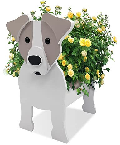 Dog Planter Jack Russell Dog Plant Pot Animal Flower Planter Pot Pvc Storage Container Planters For Garden Decor Gifts For Women Men Dog Lovers (Color : Grey, Size : M/34 * 24cm)