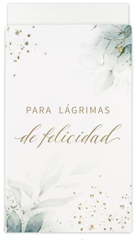 Spanisch Papiertüten Para Lágrimas de Felicidad Hochzeit Mini Tüten Für die Freudentränen Verpackung Deko für Taschentücher Gastgeschenke Hochzeitsdeko (Weiß)